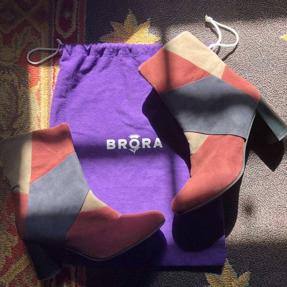 NWT Color Block Suede Ankle Boots | Brora